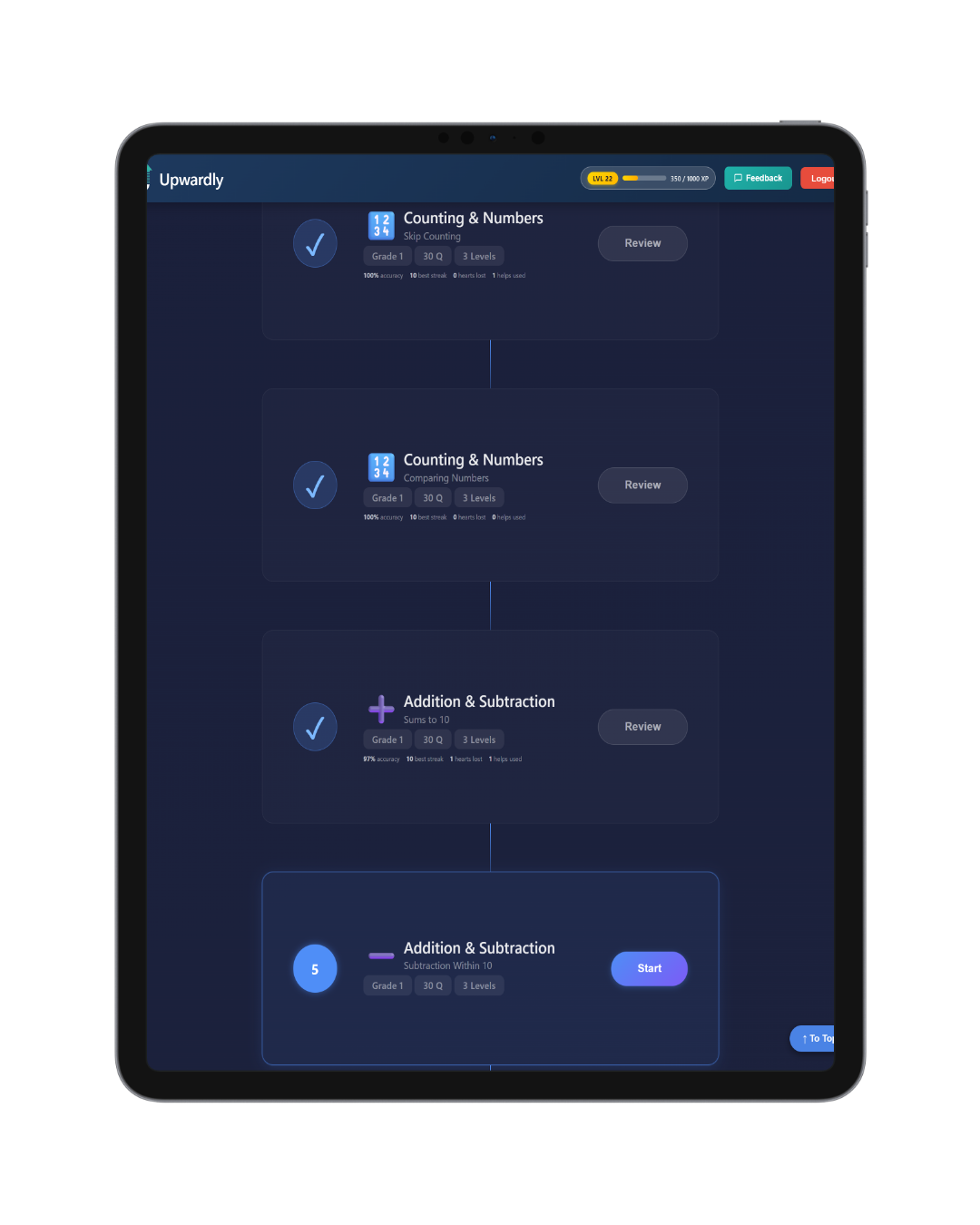 Student Learning Plan journey view